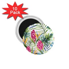 Tropical leaves and flowers 1.75  Magnets (10 pack) 