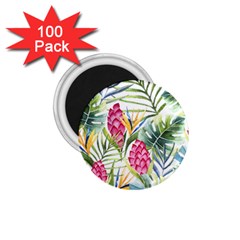 Tropical leaves and flowers 1.75  Magnets (100 pack) 