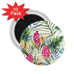 Tropical leaves and flowers 2.25  Magnets (10 pack) 