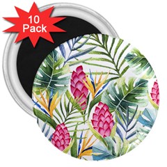 Tropical leaves and flowers 3  Magnets (10 pack) 