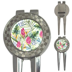 Tropical leaves and flowers 3-in-1 Golf Divots