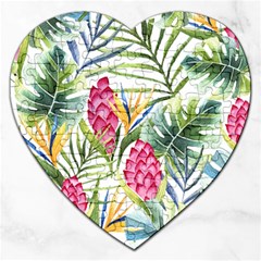 Tropical leaves and flowers Jigsaw Puzzle (Heart)