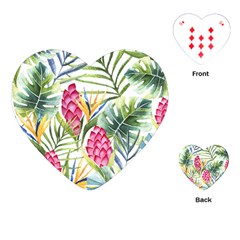 Tropical leaves and flowers Playing Cards (Heart)