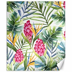 Tropical leaves and flowers Canvas 8  x 10 