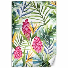 Tropical leaves and flowers Canvas 12  x 18 