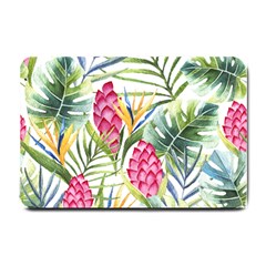 Tropical leaves and flowers Small Doormat 