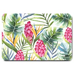 Tropical leaves and flowers Large Doormat 