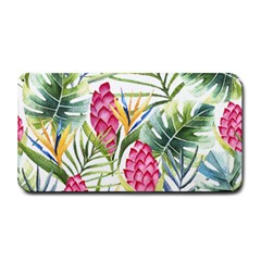 Tropical leaves and flowers Medium Bar Mats