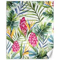 Tropical leaves and flowers Canvas 11  x 14 