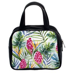 Tropical leaves and flowers Classic Handbag (Two Sides)