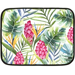 Tropical leaves and flowers Double Sided Fleece Blanket (Mini) 