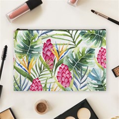 Tropical leaves and flowers Cosmetic Bag (Large)