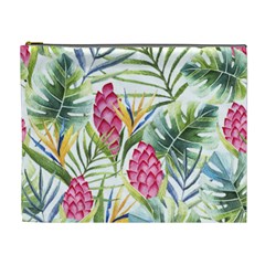 Tropical leaves and flowers Cosmetic Bag (XL)