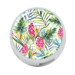 Tropical leaves and flowers 4-Port USB Hub (One Side)