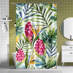 Tropical leaves and flowers Shower Curtain 48  x 72  (Small) 