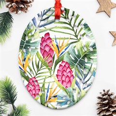 Tropical leaves and flowers Oval Filigree Ornament (Two Sides)