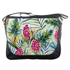 Tropical leaves and flowers Messenger Bag