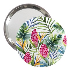 Tropical leaves and flowers 3  Handbag Mirrors