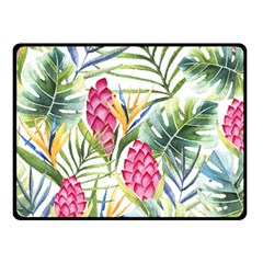 Tropical leaves and flowers Double Sided Fleece Blanket (Small) 