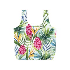 Tropical leaves and flowers Full Print Recycle Bag (S)