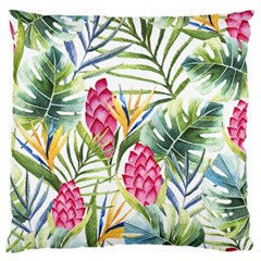 Tropical leaves and flowers Large Flano Cushion Case (One Side)