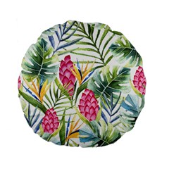 Tropical leaves and flowers Standard 15  Premium Flano Round Cushions