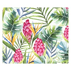 Tropical leaves and flowers Double Sided Flano Blanket (Small) 