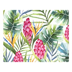 Tropical leaves and flowers Double Sided Flano Blanket (Large) 