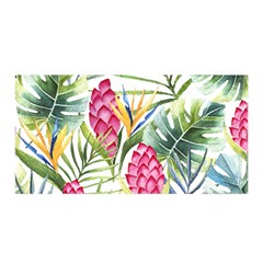 Tropical leaves and flowers Satin Wrap