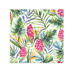 Tropical leaves and flowers Small Satin Scarf (Square)