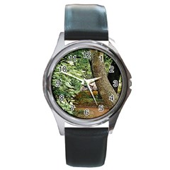 Garden Of The Phoenix Round Metal Watch by Riverwoman