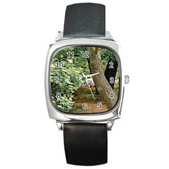 Garden Of The Phoenix Square Metal Watch by Riverwoman