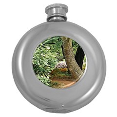 Garden Of The Phoenix Round Hip Flask (5 Oz) by Riverwoman