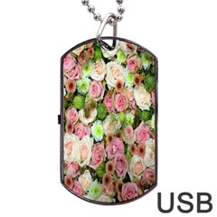 Pastel Pink Roses Dog Tag Usb Flash (two Sides) by retrotoomoderndesigns