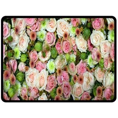 Pastel Pink Roses Double Sided Fleece Blanket (large)  by retrotoomoderndesigns