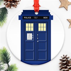 Tardis Doctor Who Time Travel Ornament (round) by Wegoenart