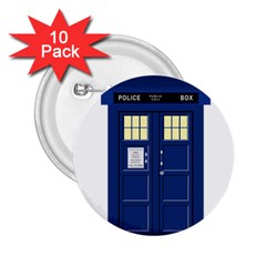 Tardis Doctor Who Time Travel 2 25  Buttons (10 Pack)  by Wegoenart