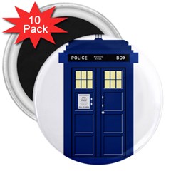 Tardis Doctor Who Time Travel 3  Magnets (10 Pack)  by Wegoenart