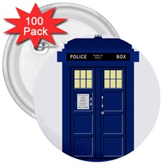 Tardis Doctor Who Time Travel 3  Buttons (100 Pack)  by Wegoenart