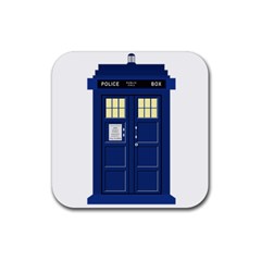 Tardis Doctor Who Time Travel Rubber Coaster (square)  by Wegoenart