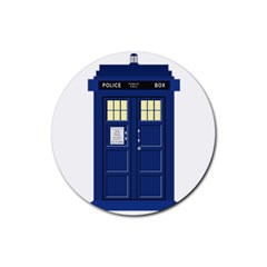 Tardis Doctor Who Time Travel Rubber Coaster (round)  by Wegoenart