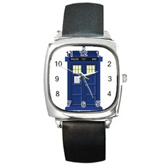 Tardis Doctor Who Time Travel Square Metal Watch by Wegoenart