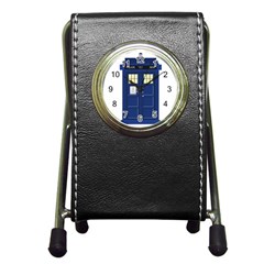 Tardis Doctor Who Time Travel Pen Holder Desk Clock