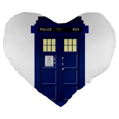 Tardis Doctor Who Time Travel Large 19  Premium Flano Heart Shape Cushions by Wegoenart