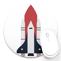 Planet Planets Rocket Shuttle Round Mousepads by Wegoenart