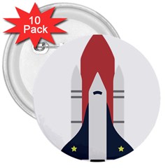 Planet Planets Rocket Shuttle 3  Buttons (10 Pack)  by Wegoenart