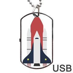 Planet Planets Rocket Shuttle Dog Tag Usb Flash (one Side) by Wegoenart