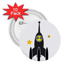 Spacecraft Star Emoticon Travel 2 25  Buttons (10 Pack)  by Wegoenart