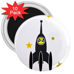 Spacecraft Star Emoticon Travel 3  Magnets (10 Pack)  by Wegoenart