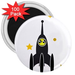 Spacecraft Star Emoticon Travel 3  Magnets (100 Pack) by Wegoenart